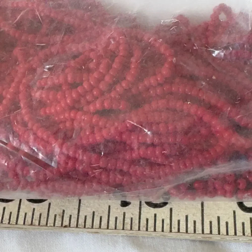 160 Grams Mixed Lot Red and Blue Rocaille Glass Seed Beads on Hank Vintage